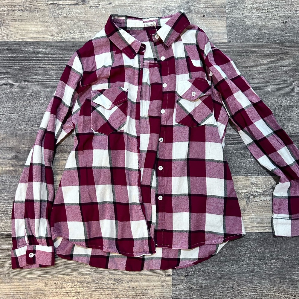 Ellison Red and White Button Down Shirt Classic Plaid